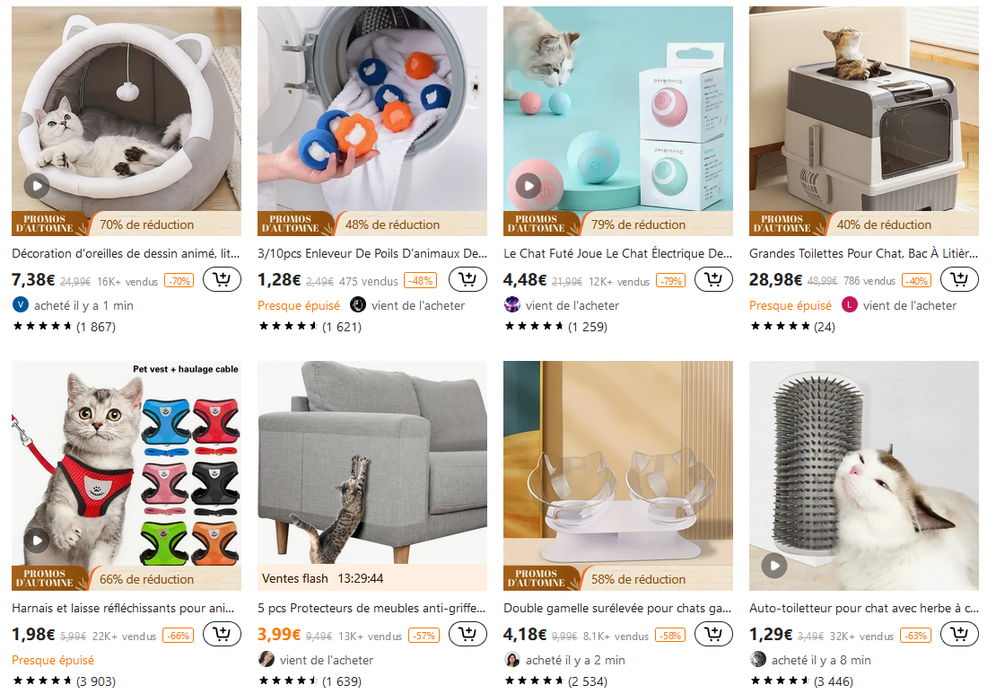 TEMU : 100€ lot de coupons et des cadeaux gratuits sur les accessoires et jouets pour chats
